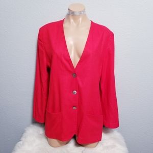 SOLD Vintage 80's 90's retro silk glam career red business jacket